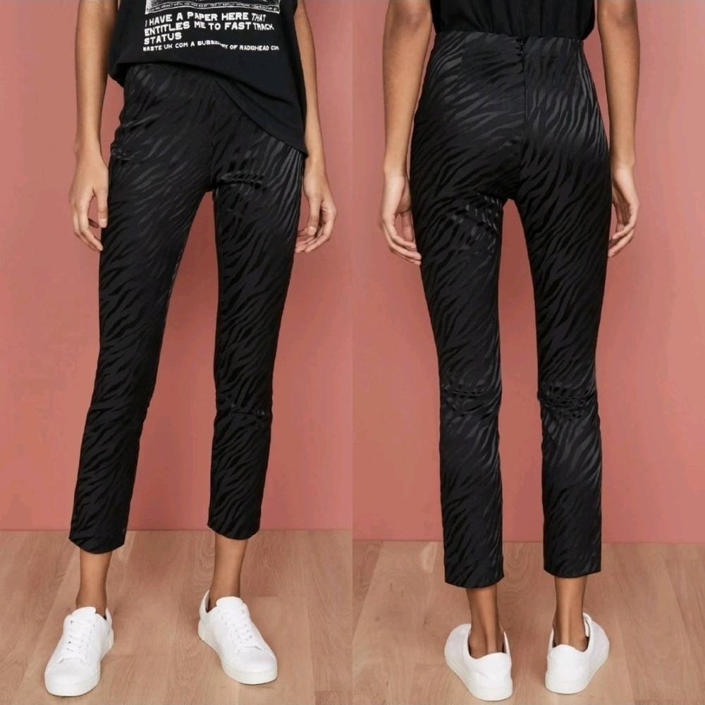 RAG & BONE NWT $325 SIMONE ITALIAN ZEBRA JACQUARD SLIM FIT CROP BLACK PANT SZ 10